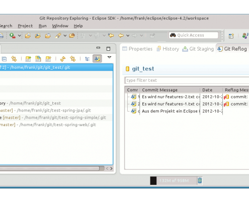 Push Repository nach GitHub mit Eclipse: Im Git Repository zwei hochzuladenen Commits